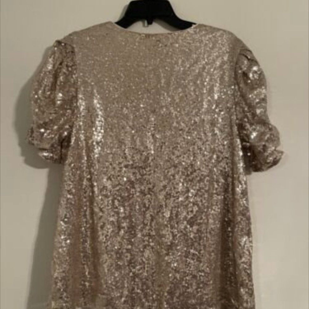 New Size 20 Lane Bryant Womens Blouse Gold Sequin 20 Mardi Gras - Picture 4 of 5